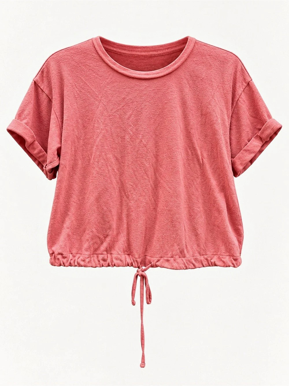 American Eagle XS Coral Linen Blend Drawstring Hem Tee cinch